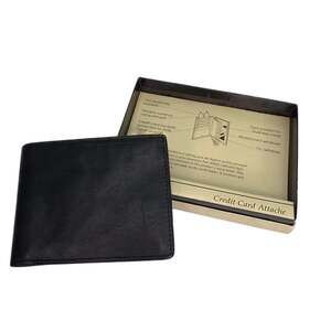 Vintage ROLFS Men's Black Leather Bifold Wallet Credit Card Holder ID Windows